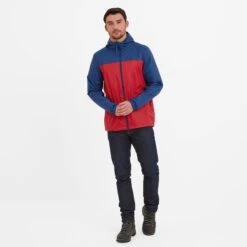 Craven Mens Waterproof Packaway Jacket - Night Blue / Bright Red Colour Block -Fashion General Store 61856 CRAV060 1