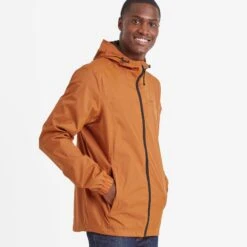 Craven Mens Waterproof Packaway Jacket - Dark Orange