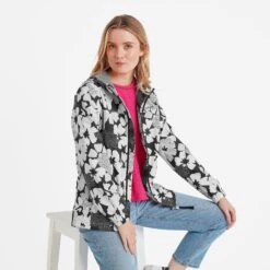 Craven Womens Waterproof Packaway Jacket - Black & White Floral Print -Fashion General Store 61856 CRAV401 4