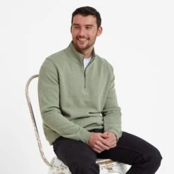 Dorian Mens Quarter Zip Sweat - Faded Khaki -Fashion General Store 61856 DORI001 4