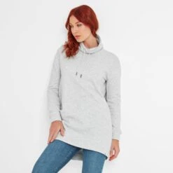 Drakeford Womens Longline Sweat - Ice Grey Marl -Fashion General Store 61856 DRAKE301 6