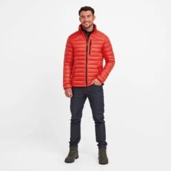 Drax Mens Funnel Down Jacket - Fire Red -Fashion General Store 61856 DRAXJ004 1