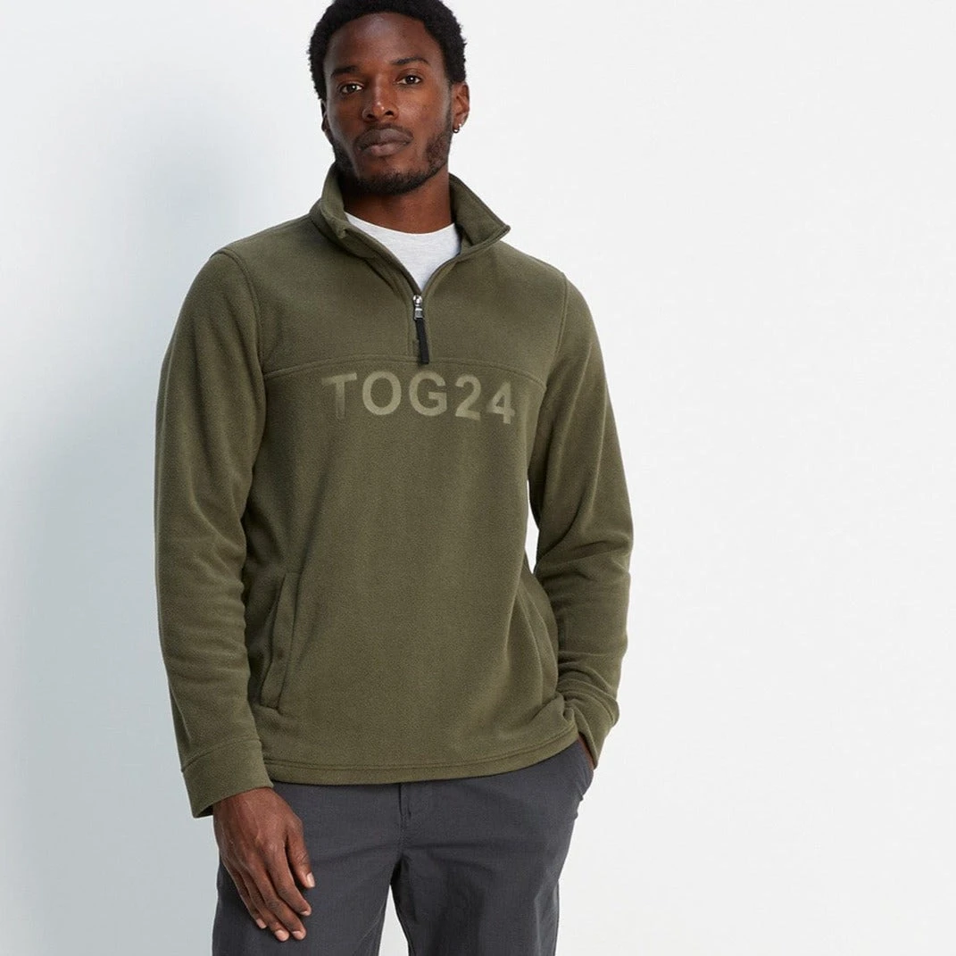 Drewery Mens Quarter Zip Fleece - Khaki 4 Drewery Mens Quarter Zip Fleece - Khaki - Image 2