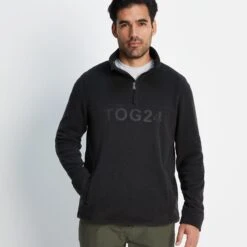 Drewery Mens Quarter Zip Fleece - Black