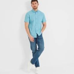 Dwaine Mens Short Sleeve Shirt - Aqua -Fashion General Store 61856 DWAI001 5