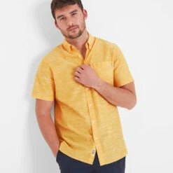 Dwaine Mens Short Sleeve Shirt - Bright Yellow -Fashion General Store 61856 DWAI002 5