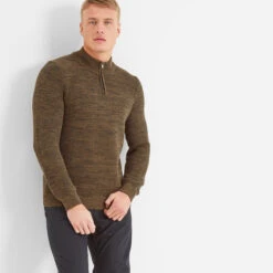 Epson Mens Zip Neck Jumper - Khaki