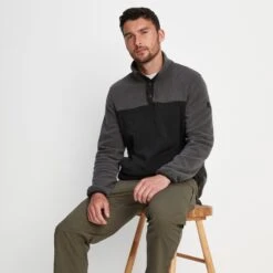 Farlow Mens Press Stud Neck Fleece - Black -Fashion General Store 61856 FARLO001 6