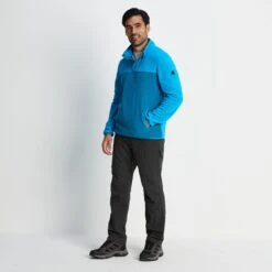 Farlow Mens Press Stud Neck Fleece - Peacock Blue -Fashion General Store 61856 FARLO002 1