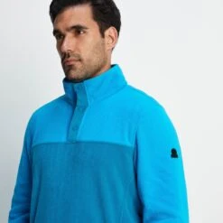 Farlow Mens Press Stud Neck Fleece - Peacock Blue -Fashion General Store 61856 FARLO002 5