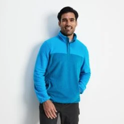 Farlow Mens Press Stud Neck Fleece - Peacock Blue -Fashion General Store 61856 FARLO002 7