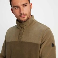 Farlow Mens Press Stud Neck Fleece - Khaki -Fashion General Store 61856 FARLO003 4
