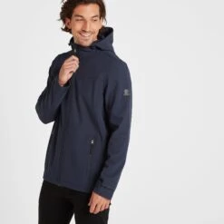 Feizor Mens Shower Resistant Softshell Hooded Jacket - Navy