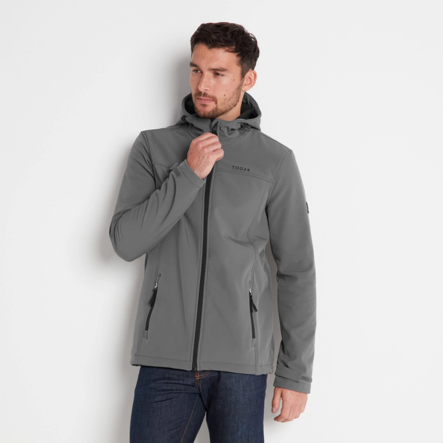 Feizor Mens Shower Resistant Softshell Hooded Jacket - Steel 4 Feizor Mens Shower Resistant Softshell Hooded Jacket - Steel - Image 2