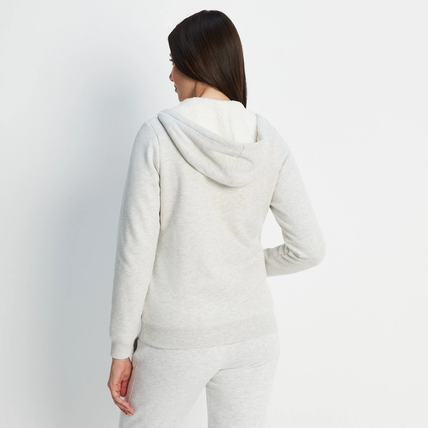 Finch Womens Sherpa Fleece Lined Hoody - White Sand Marl 9 Finch Womens Sherpa Fleece Lined Hoody - White Sand Marl - Image 7
