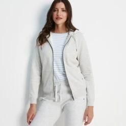 Finch Womens Sherpa Fleece Lined Hoody - White Sand Marl