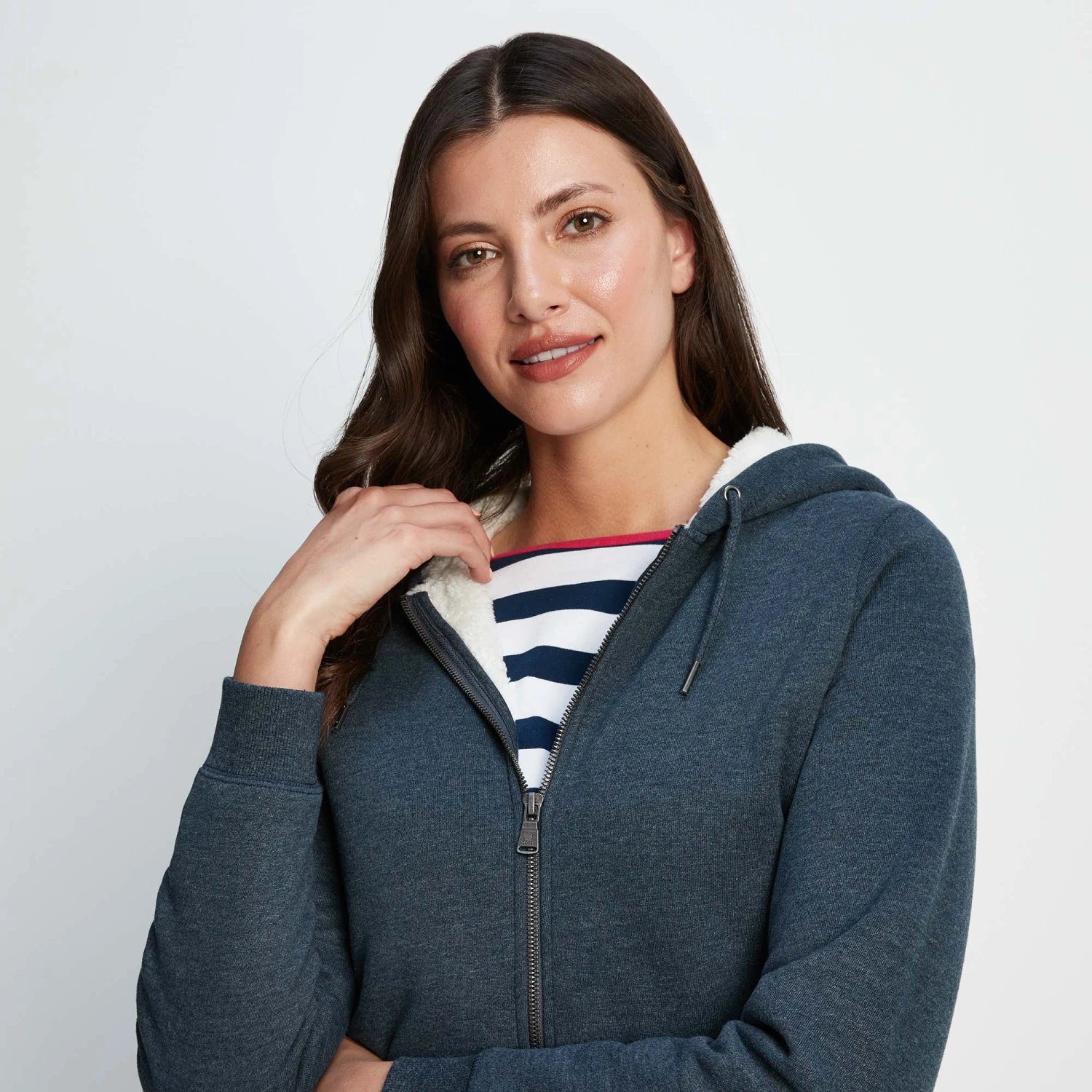 Finch Womens Sherpa Fleece Lined Hoody - Dark Indigo Marl 4 Finch Womens Sherpa Fleece Lined Hoody - Dark Indigo Marl - Image 2