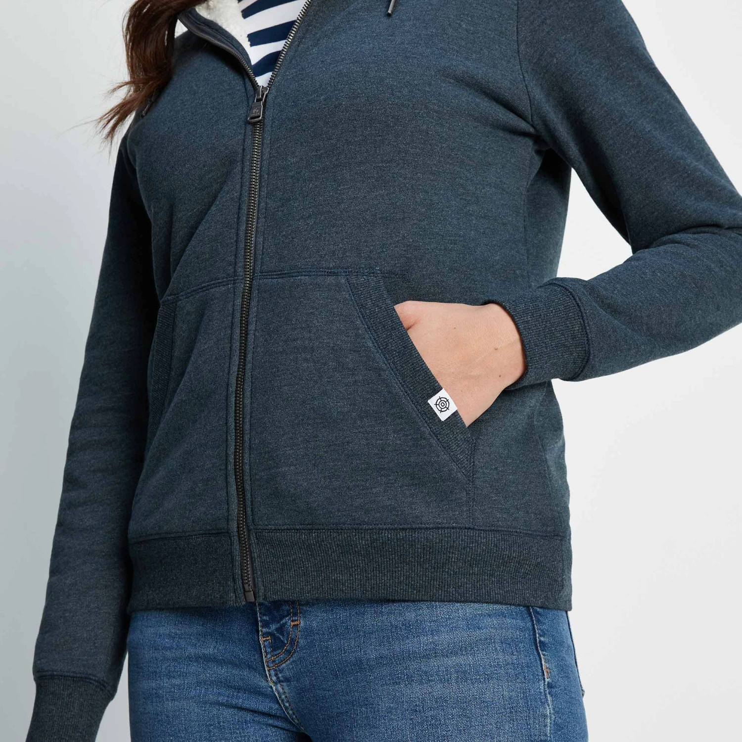 Finch Womens Sherpa Fleece Lined Hoody - Dark Indigo Marl 7 Finch Womens Sherpa Fleece Lined Hoody - Dark Indigo Marl - Image 5