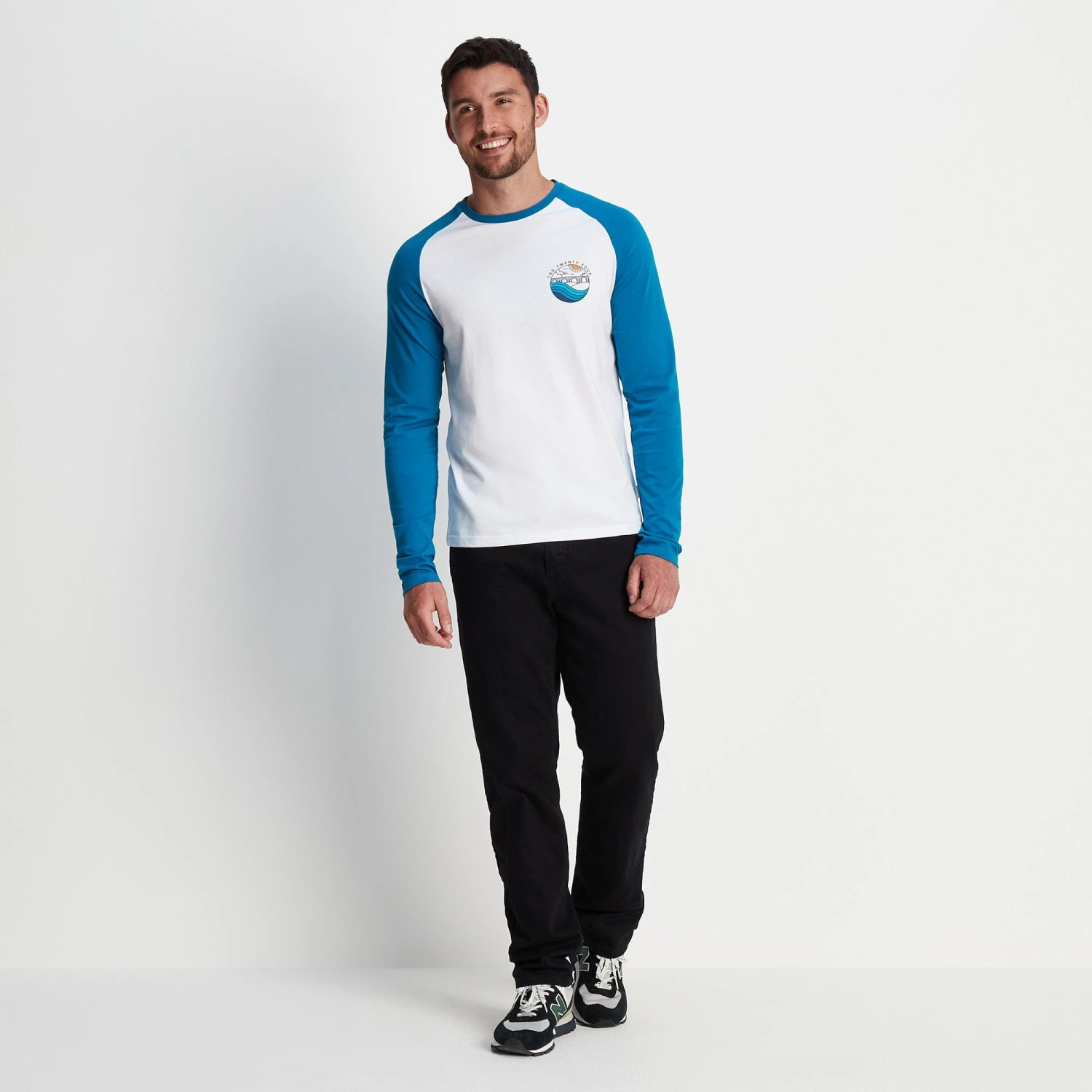 Fristan Mens Long Sleeve T-Shirt - Peacock Blue/Dark Indigo 5 Fristan Mens Long Sleeve T-Shirt - Peacock Blue/Dark Indigo - Image 3