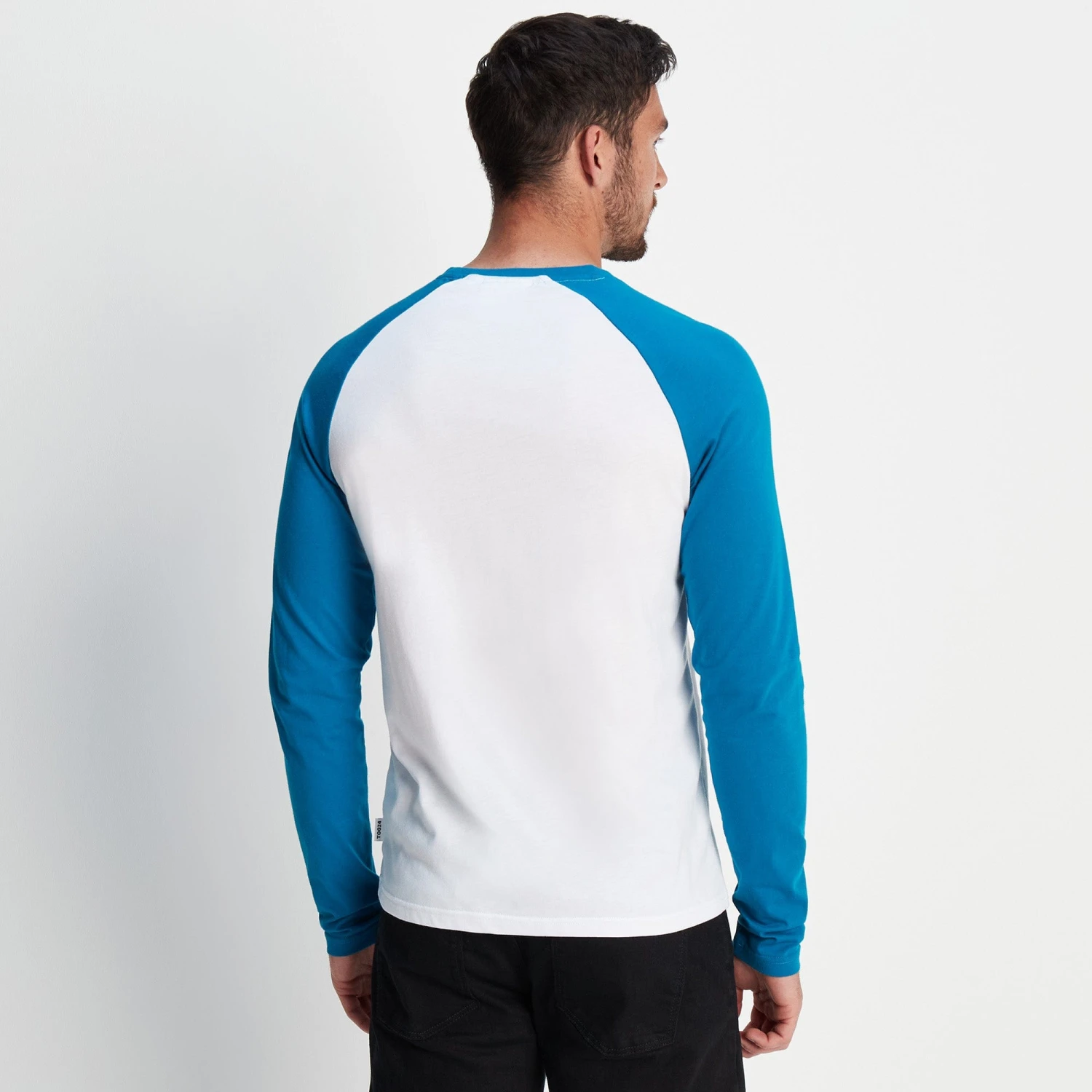 Fristan Mens Long Sleeve T-Shirt - Peacock Blue/Dark Indigo 4 Fristan Mens Long Sleeve T-Shirt - Peacock Blue/Dark Indigo - Image 2