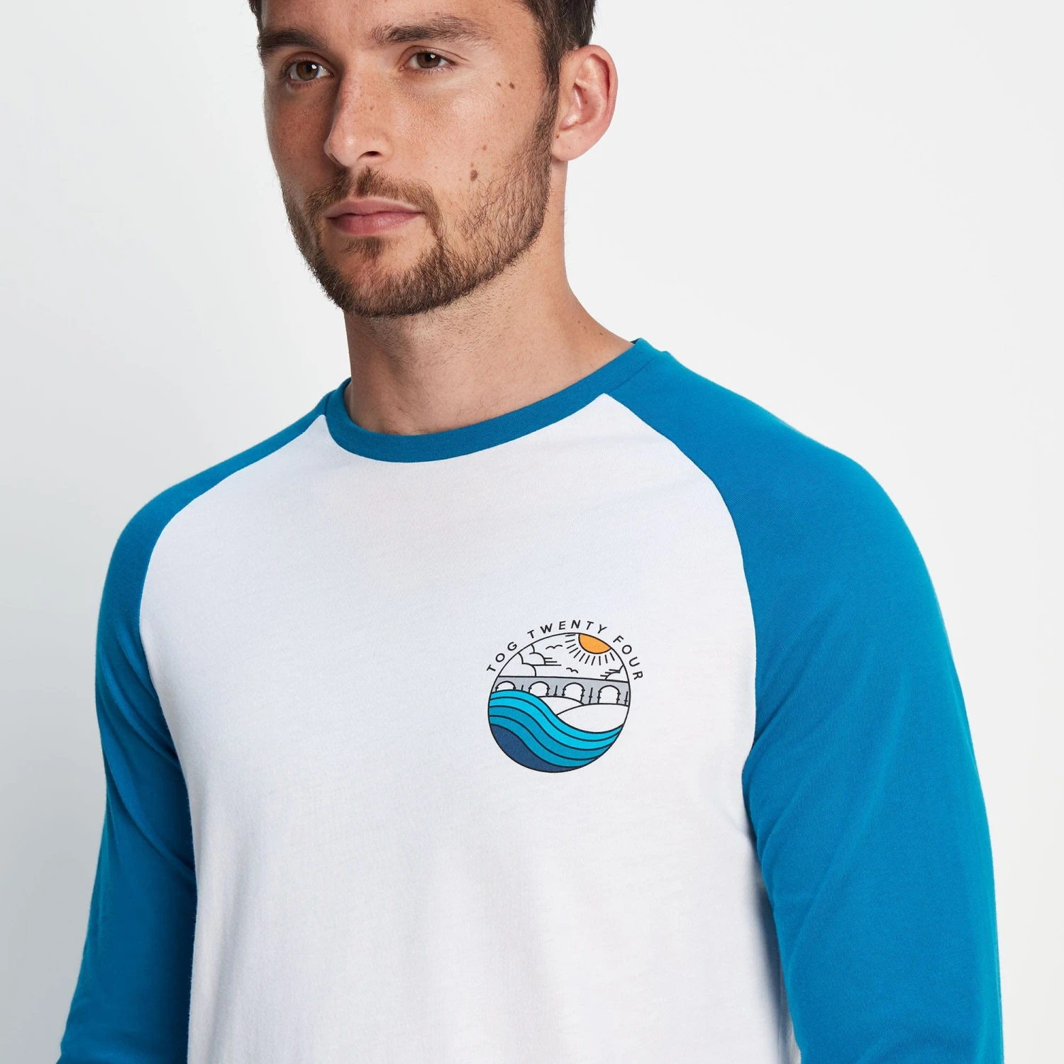 Fristan Mens Long Sleeve T-Shirt - Peacock Blue/Dark Indigo 6 Fristan Mens Long Sleeve T-Shirt - Peacock Blue/Dark Indigo - Image 4