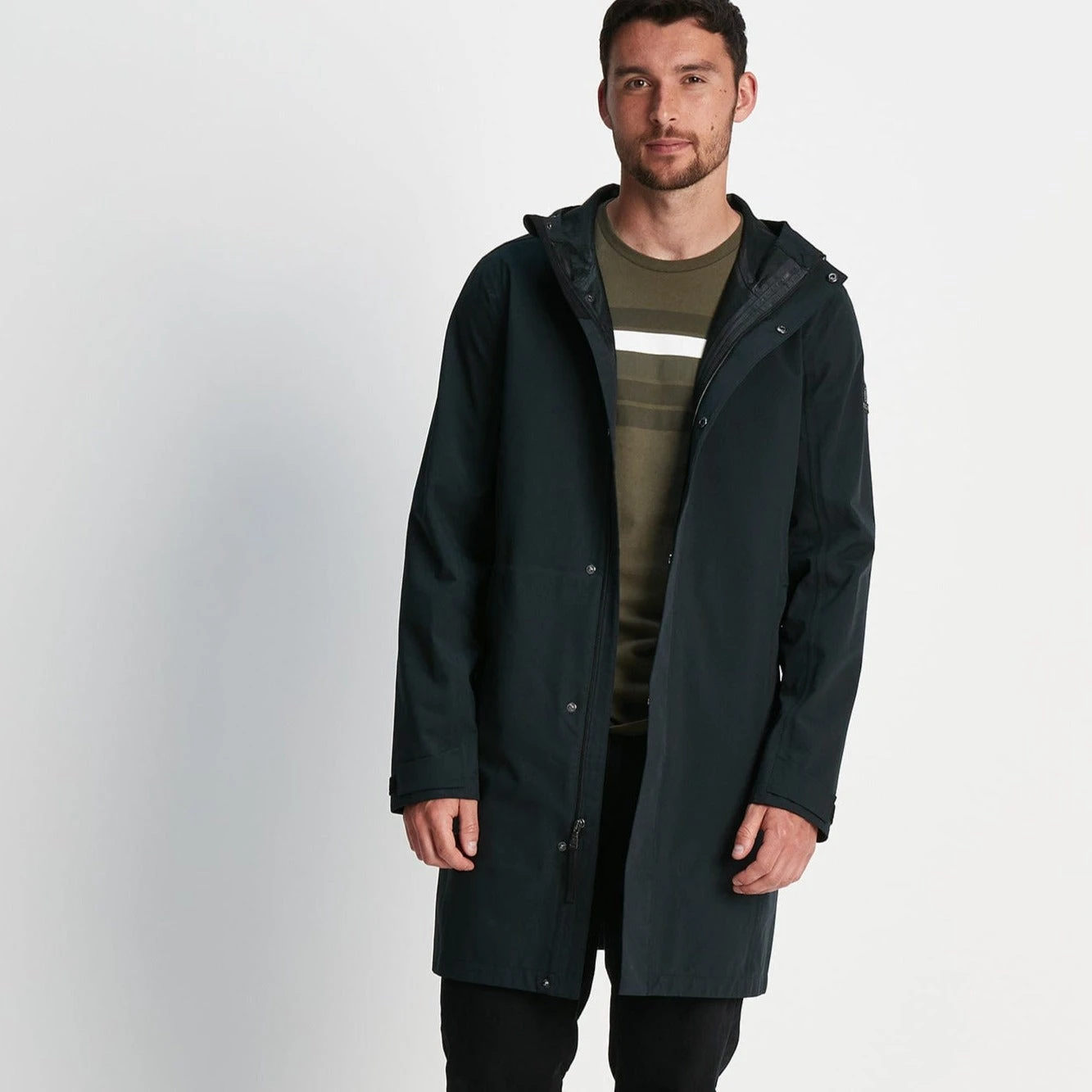 Glenton Mens Long Waterproof Jacket - Black 8 Glenton Mens Long Waterproof Jacket - Black - Image 6