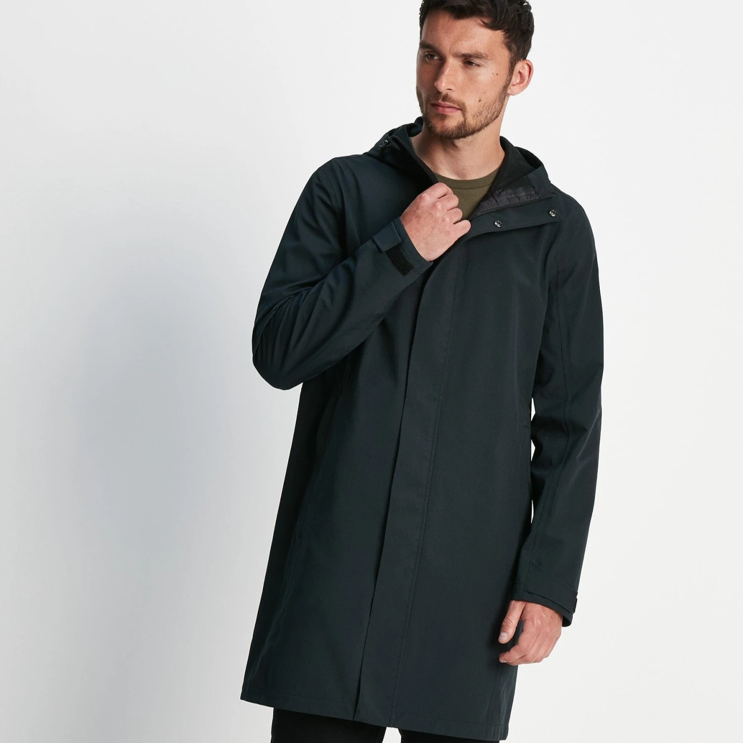 Glenton Mens Long Waterproof Jacket - Black 6 Glenton Mens Long Waterproof Jacket - Black - Image 4