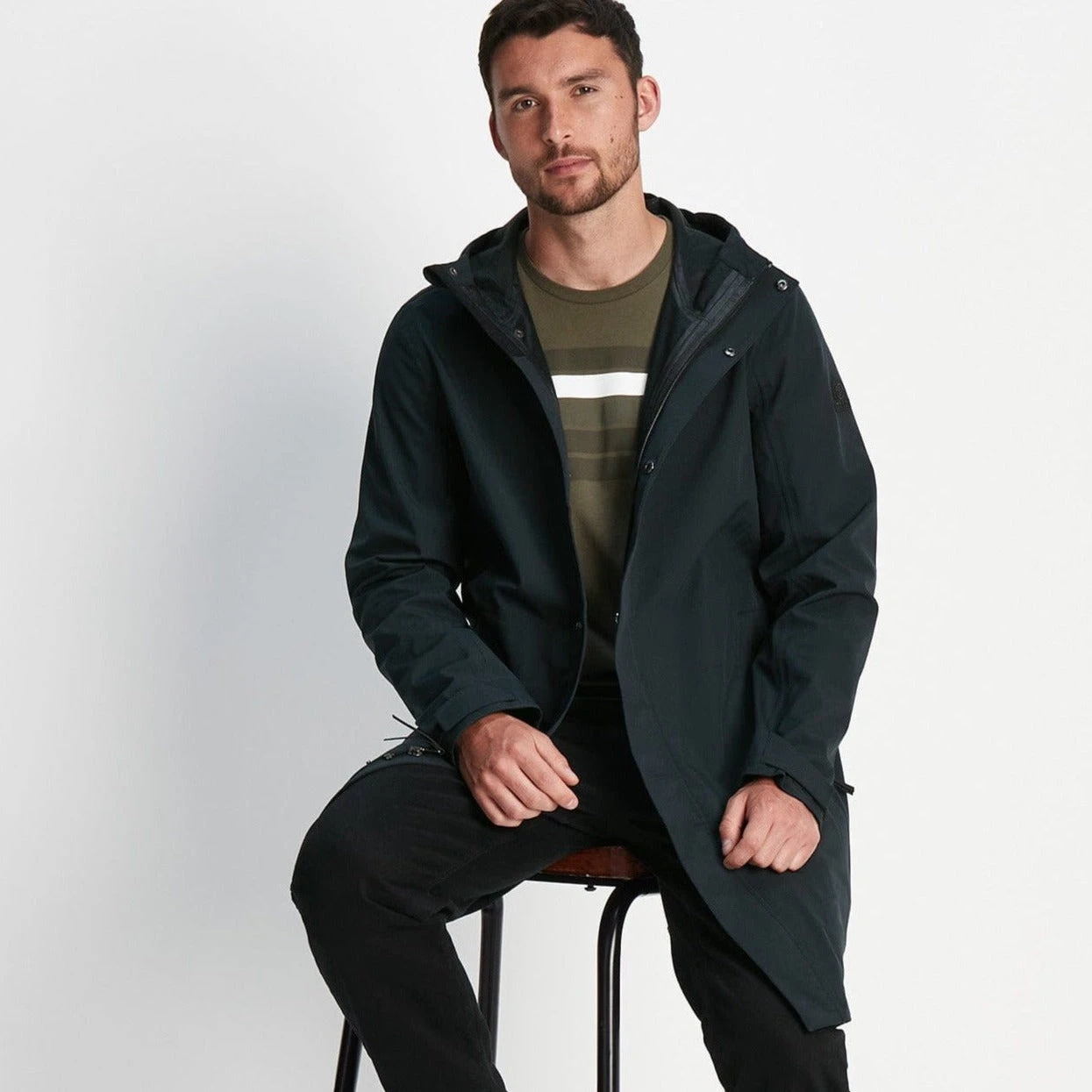 Glenton Mens Long Waterproof Jacket - Black 7 Glenton Mens Long Waterproof Jacket - Black - Image 5