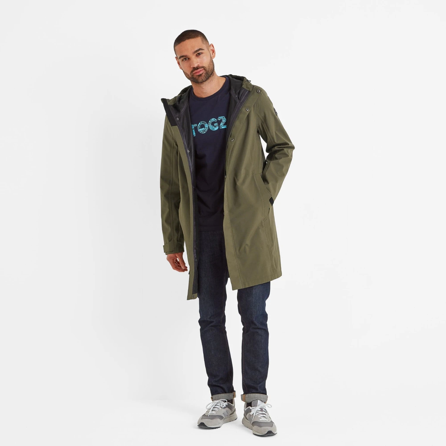 Glenton Mens Long Waterproof Jacket - Moss Green 11 Glenton Mens Long Waterproof Jacket - Moss Green - Image 9