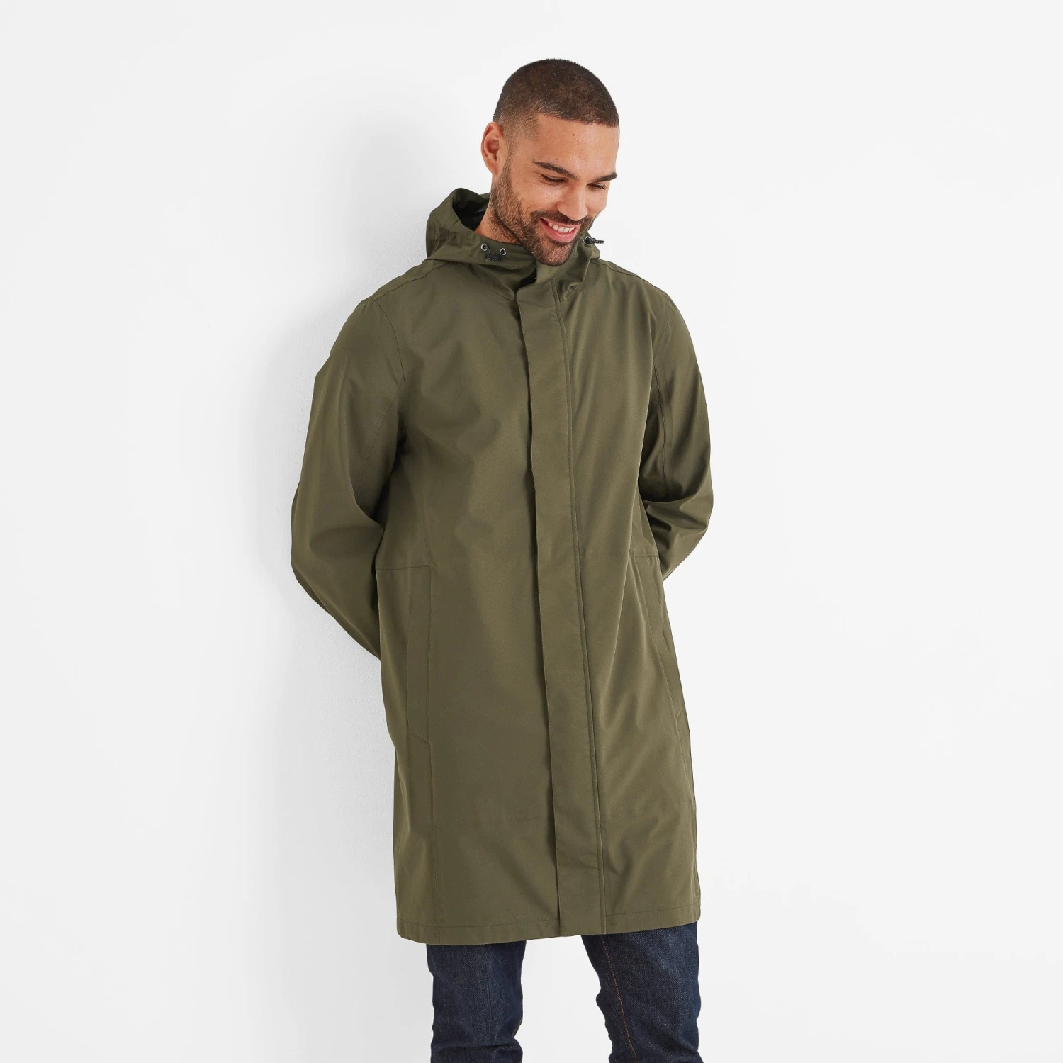 Glenton Mens Long Waterproof Jacket - Moss Green 5 Glenton Mens Long Waterproof Jacket - Moss Green - Image 3