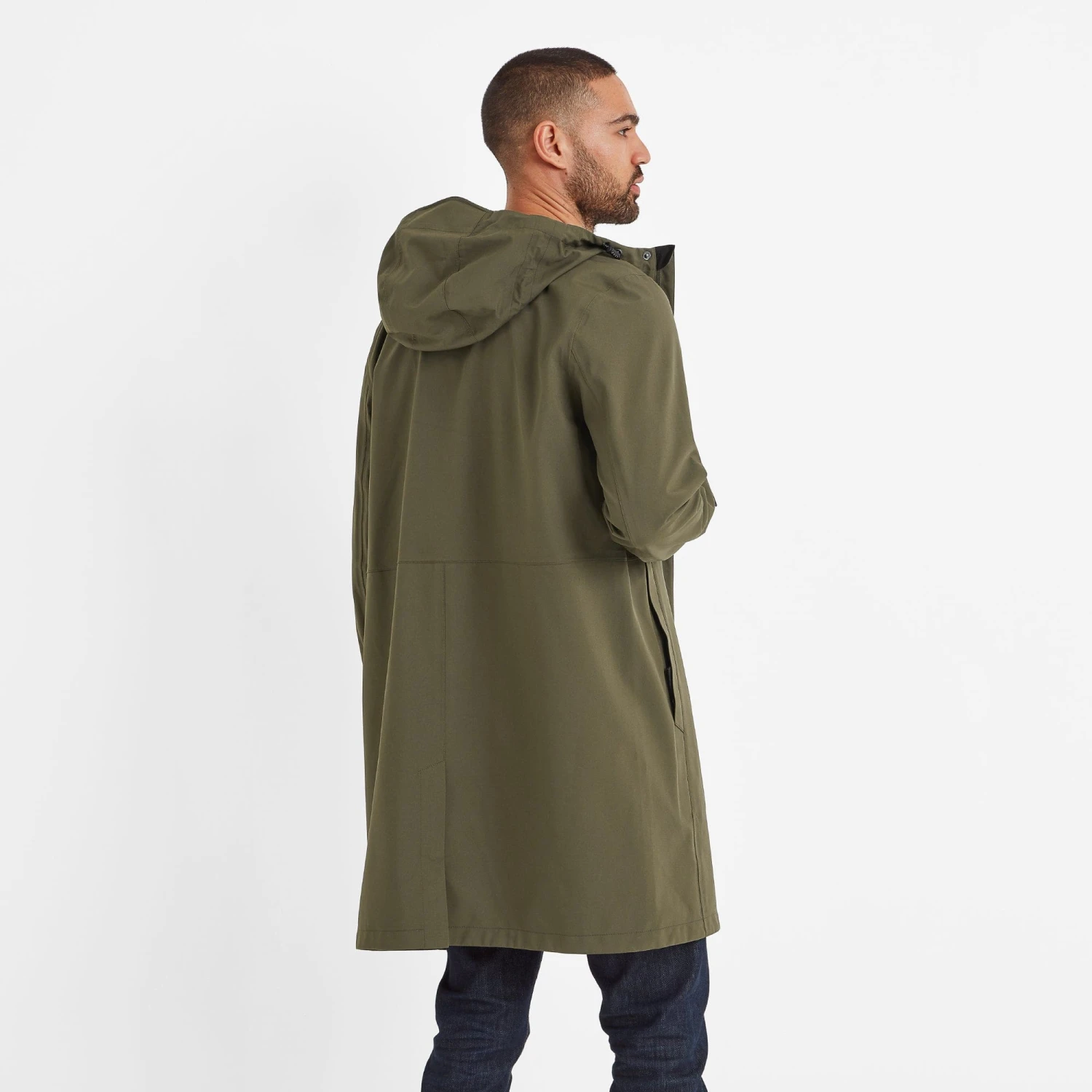 Glenton Mens Long Waterproof Jacket - Moss Green 7 Glenton Mens Long Waterproof Jacket - Moss Green - Image 5