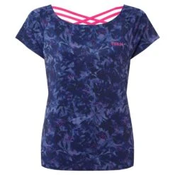 Halsam Womens Tech T-Shirt - Ink Navy Leaf Print -Fashion General Store 61856 HALS310