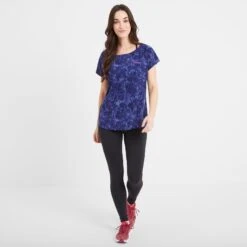 Halsam Womens Tech T-Shirt - Ink Navy Leaf Print -Fashion General Store 61856 HALS310 1