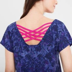 Halsam Womens Tech T-Shirt - Ink Navy Leaf Print -Fashion General Store 61856 HALS310 5