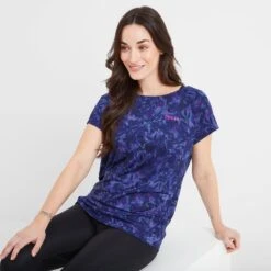 Halsam Womens Tech T-Shirt - Ink Navy Leaf Print -Fashion General Store 61856 HALS310 7