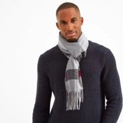 Hames Checked Scarf - Grey