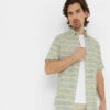 Harold Mens Short Sleeve Stripe Shirt - Aqua 1 Harold Mens Short Sleeve Stripe Shirt - Aqua -Fashion General Store 61856 HARO001 1