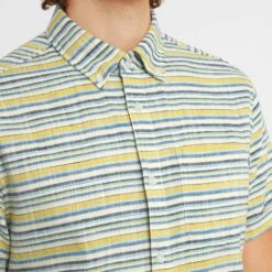 Harold Mens Short Sleeve Stripe Shirt - Aqua -Fashion General Store 61856 HARO001 4