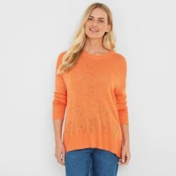 Harper Womens Knit Jumper - Coral Peach