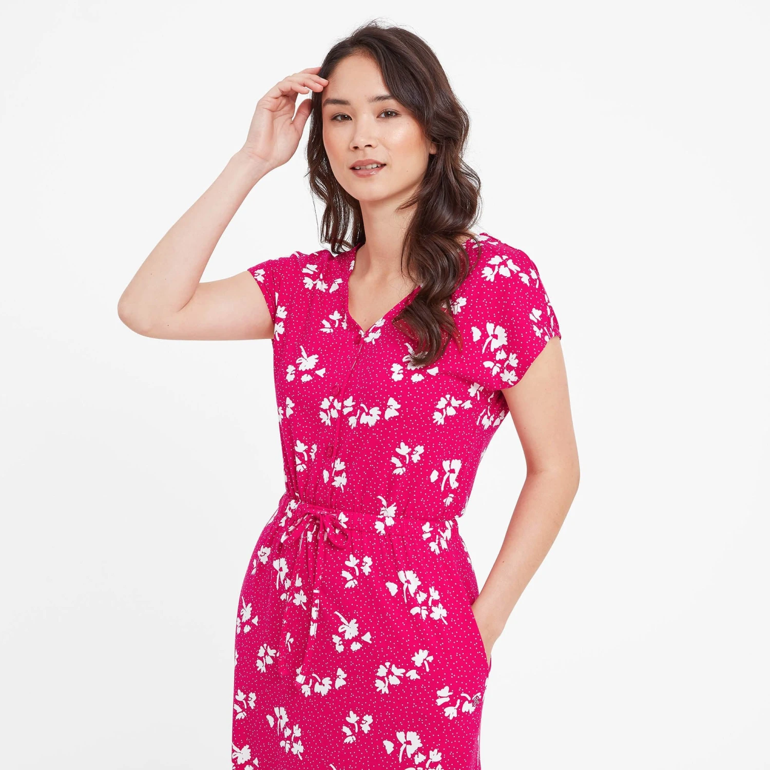 Heather Womens Midi Dress - Magenta Pink Floral 7 Heather Womens Midi Dress - Magenta Pink Floral - Image 5