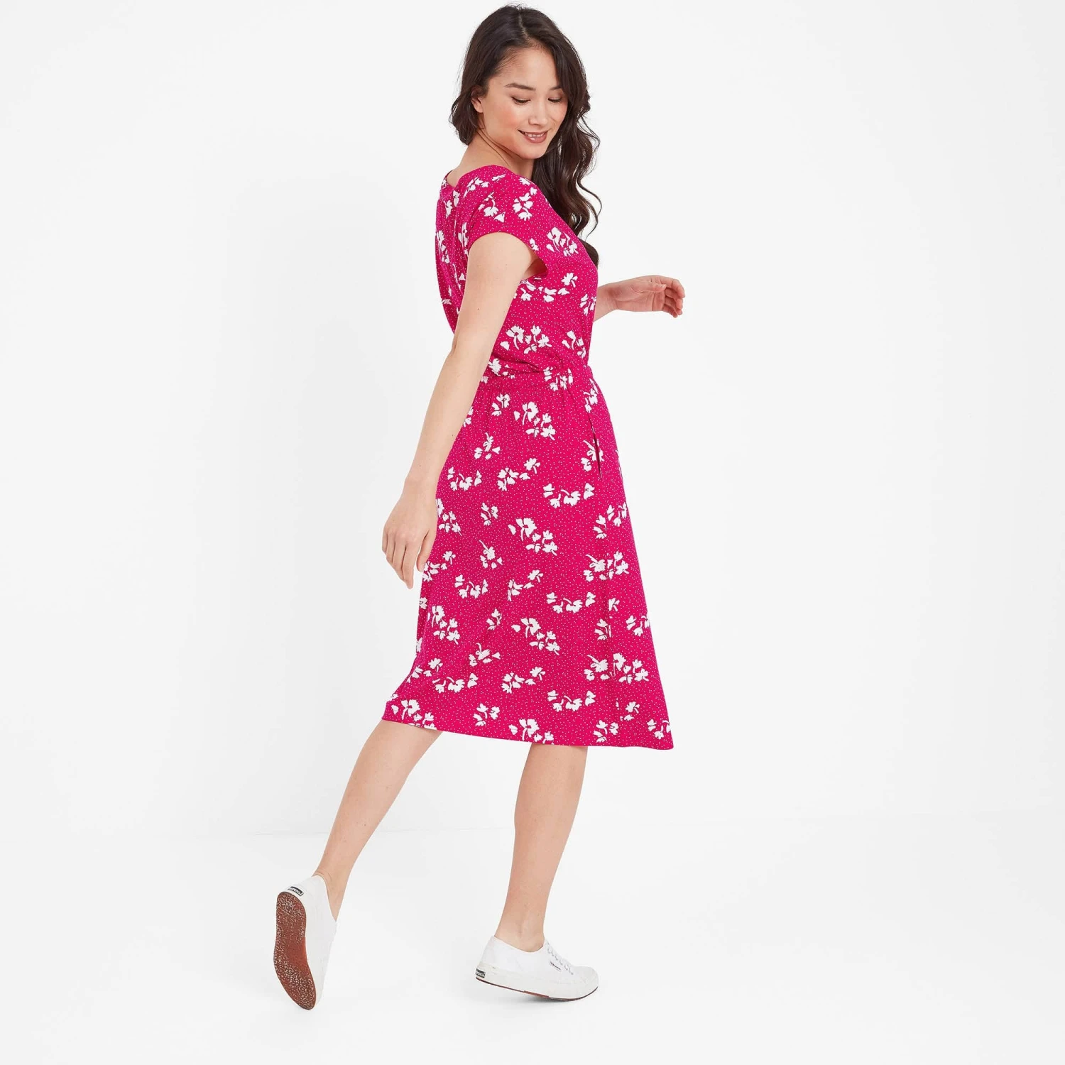 Heather Womens Midi Dress - Magenta Pink Floral 6 Heather Womens Midi Dress - Magenta Pink Floral - Image 4