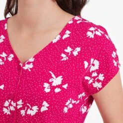 Heather Womens Midi Dress - Magenta Pink Floral 18 Heather Womens Midi Dress - Magenta Pink Floral -Fashion General Store 61856 HEATH301 4