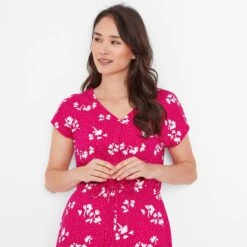 Heather Womens Midi Dress - Magenta Pink Floral 16 Heather Womens Midi Dress - Magenta Pink Floral -Fashion General Store 61856 HEATH301 6
