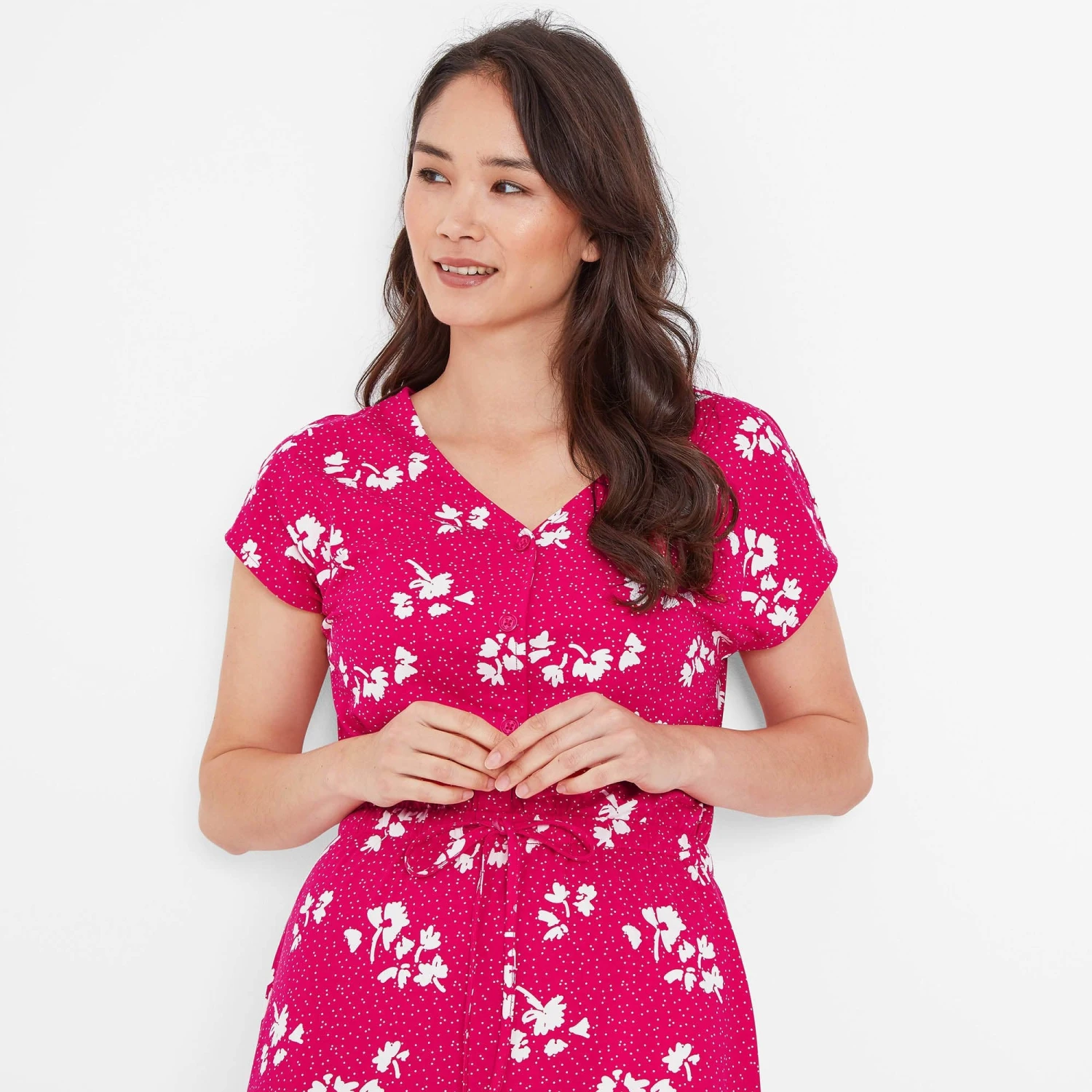 Heather Womens Midi Dress - Magenta Pink Floral 8 Heather Womens Midi Dress - Magenta Pink Floral - Image 6