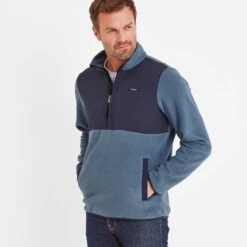 Herwick Mens Half Zip Fleece - Steel Blue/Indigo