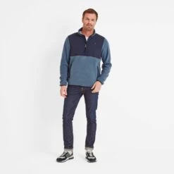 Herwick Mens Half Zip Fleece - Steel Blue/Indigo -Fashion General Store 61856 HERW001 3