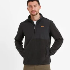 Herwick Mens Half Zip Fleece - Black/Washed Black