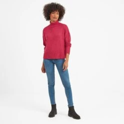 Ingrid Womens High Neck Jumper - Cerise -Fashion General Store 61856 INGR300 1