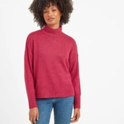Ingrid Womens High Neck Jumper - Cerise