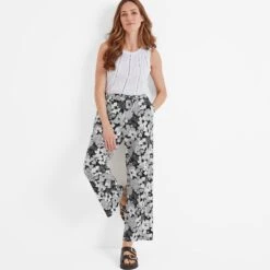 Izzie Womens Trousers - Black Floral Print